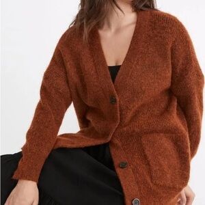 Madewell Cozy Rust Cardigan Sweater